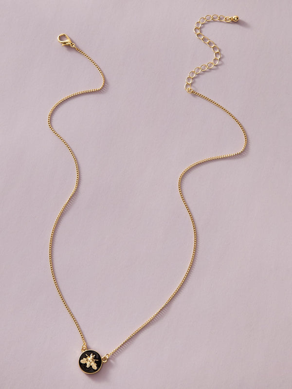 1pc Metallic Bee Charm Necklace