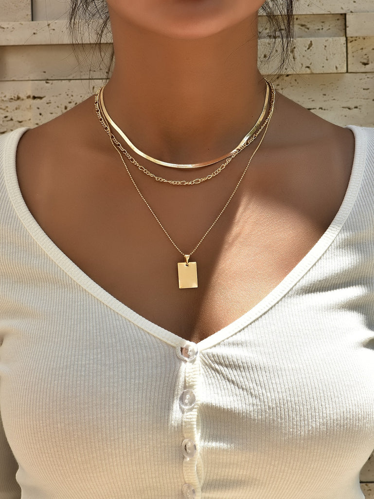 Geometric Charm Layered Necklace