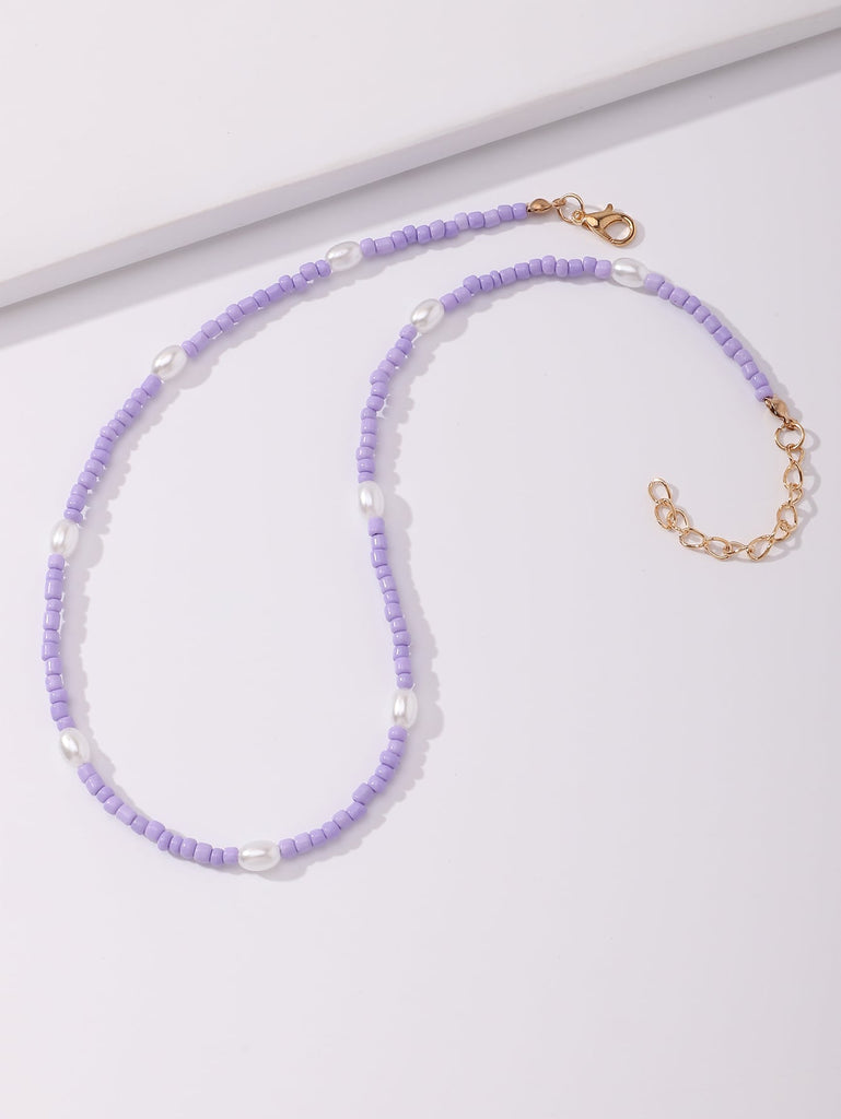 Faux Pearl Decor Beaded Necklace