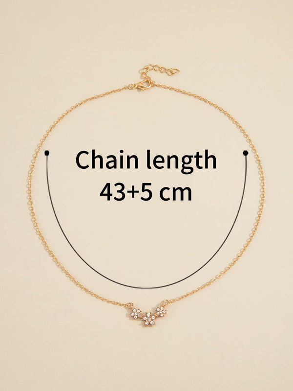 Rhinestone Flower Charm Necklace