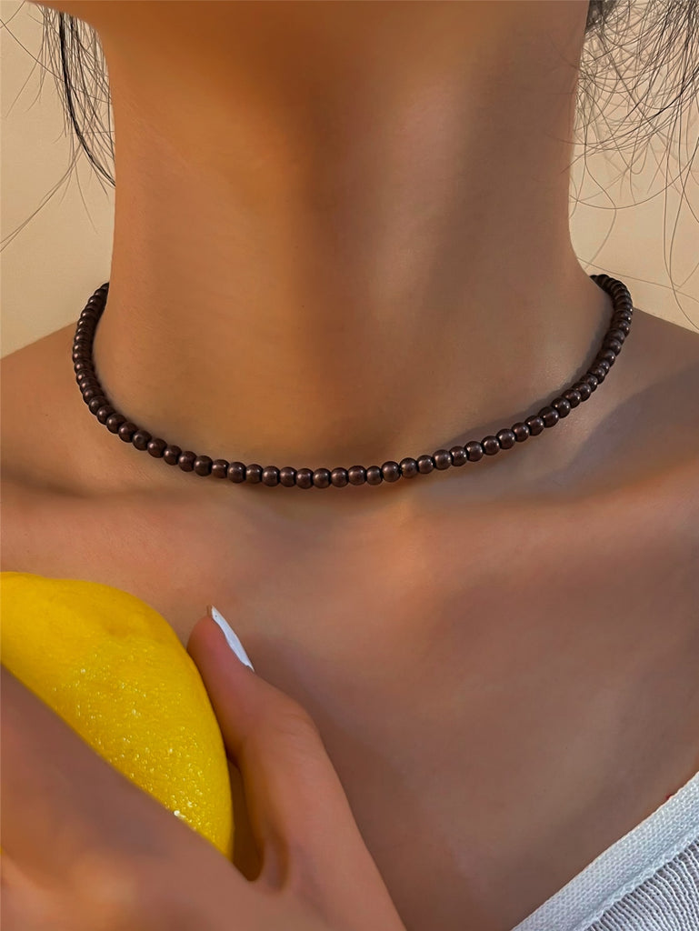 Faux Pearl Beaded Choker