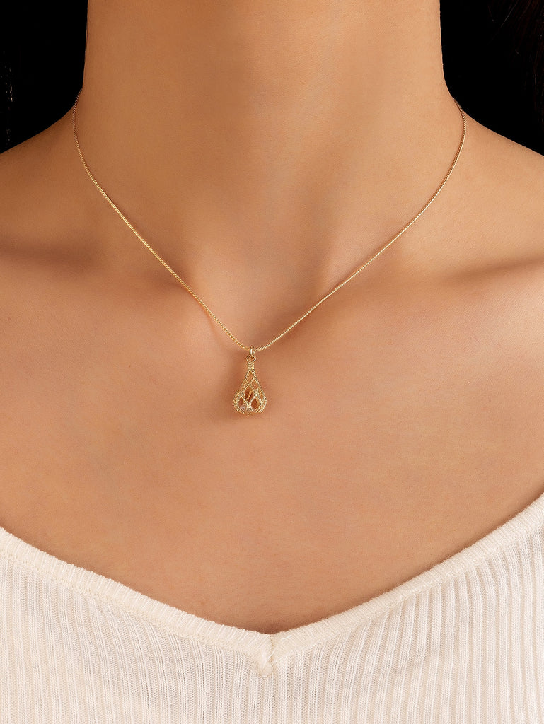 Rhinestone Decor Water-drop Charm Necklace