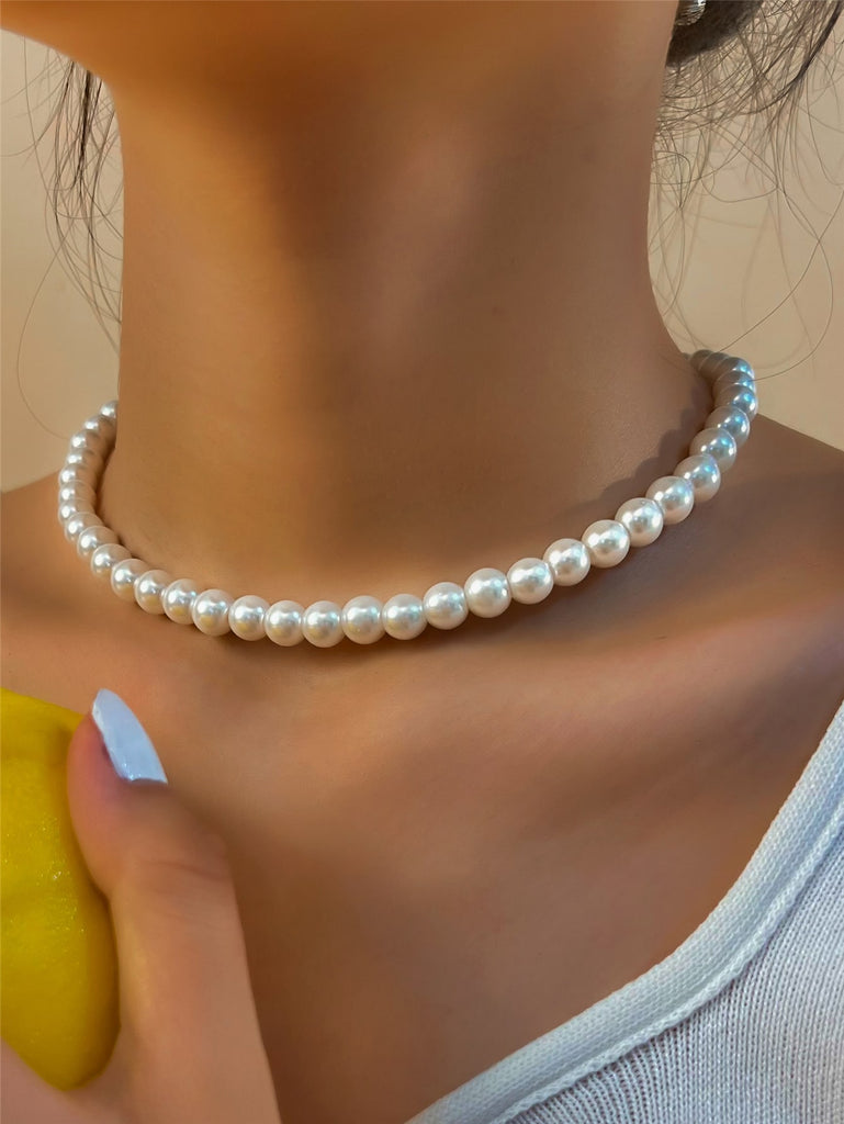 Faux Pearl Beaded Choker