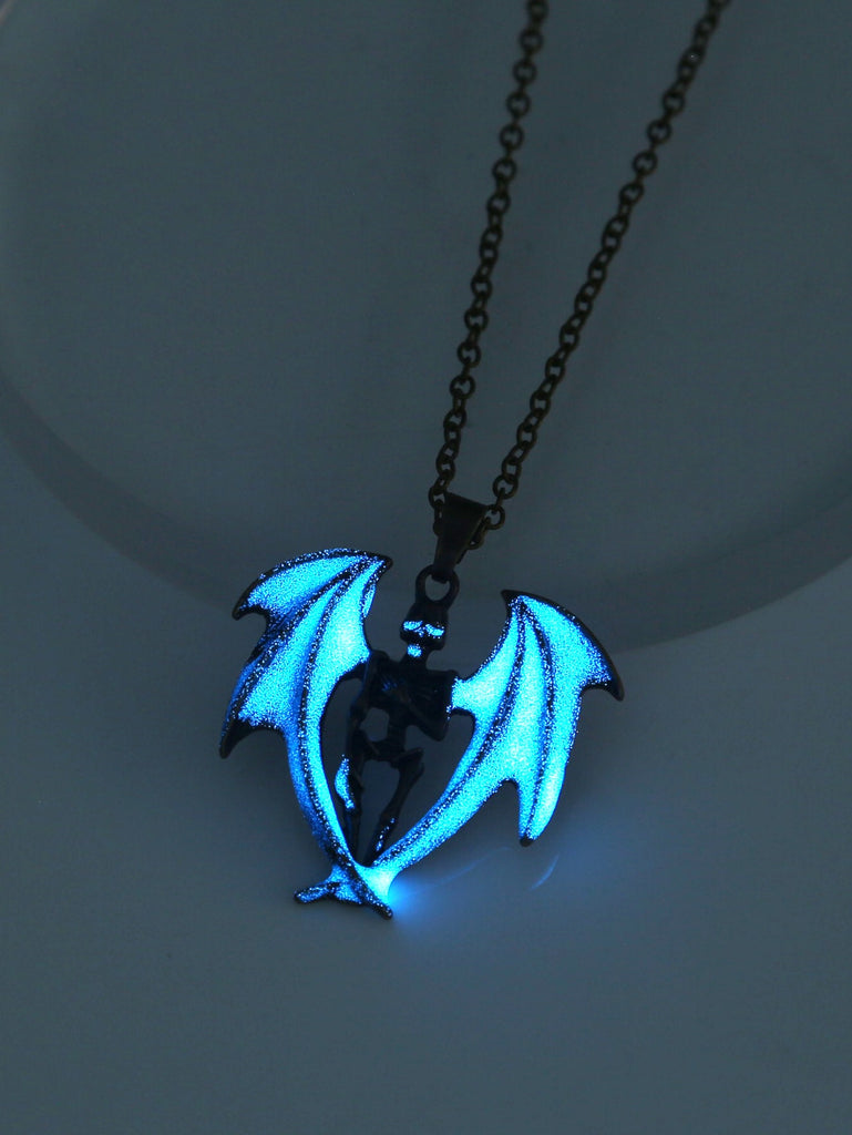 Men Glow In The Dark Skeleton Charm Necklace