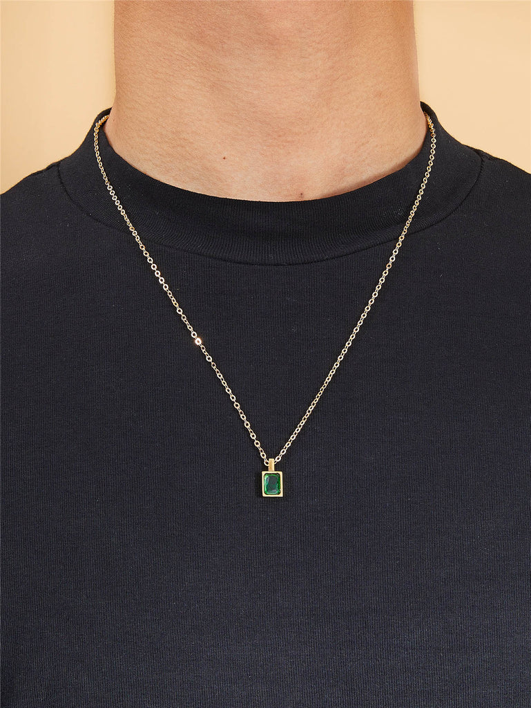 Men Gemstone Geometric Charm Necklace