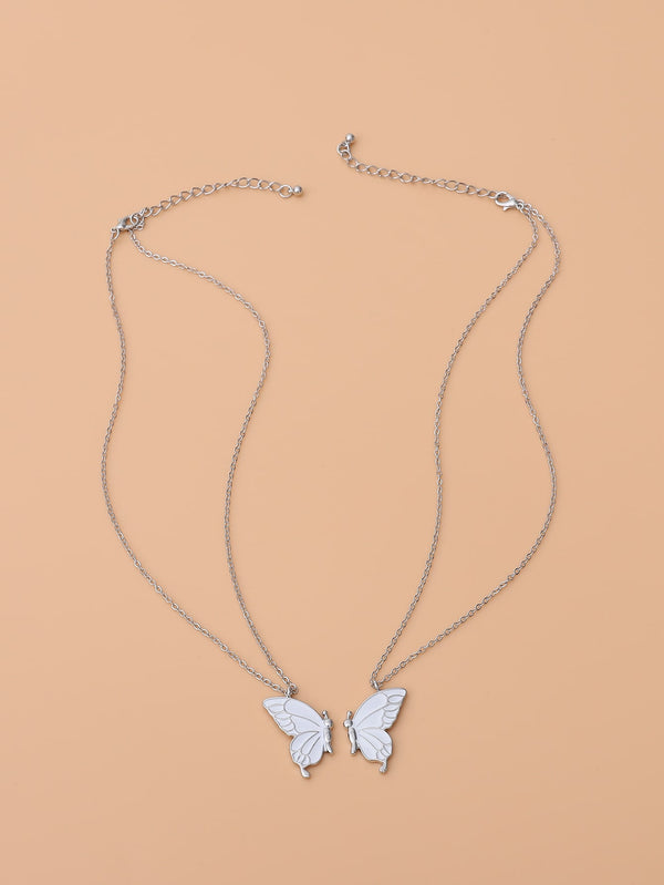 2pcs Butterfly Pendant Necklace