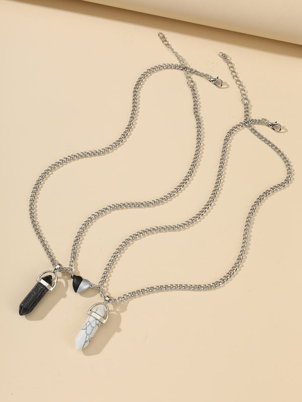 2pcs Stone Decor Necklace
