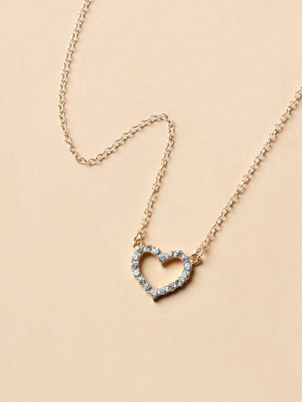 Rhinestone Heart Decor Necklace