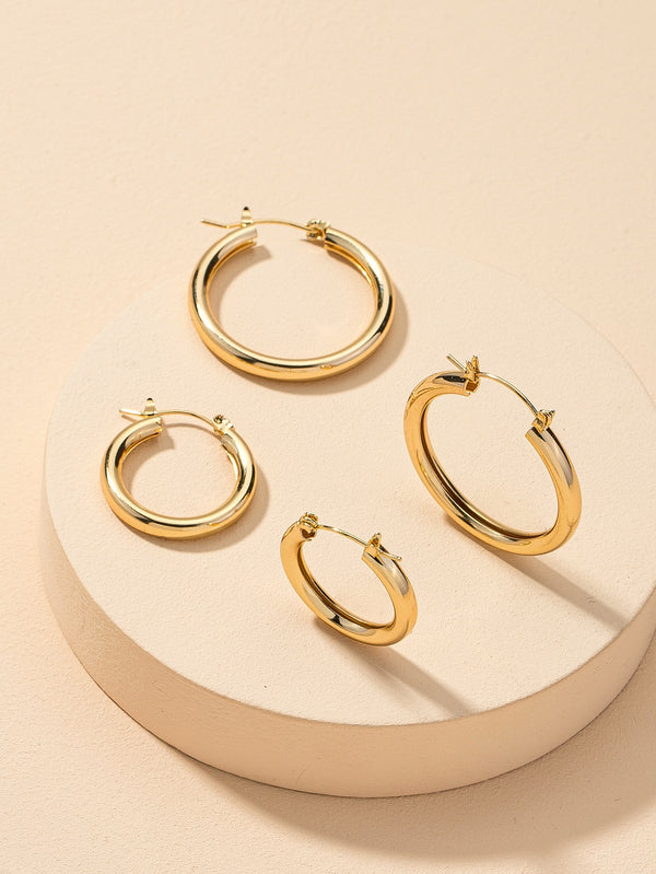 2pairs Simple Hoop Earrings