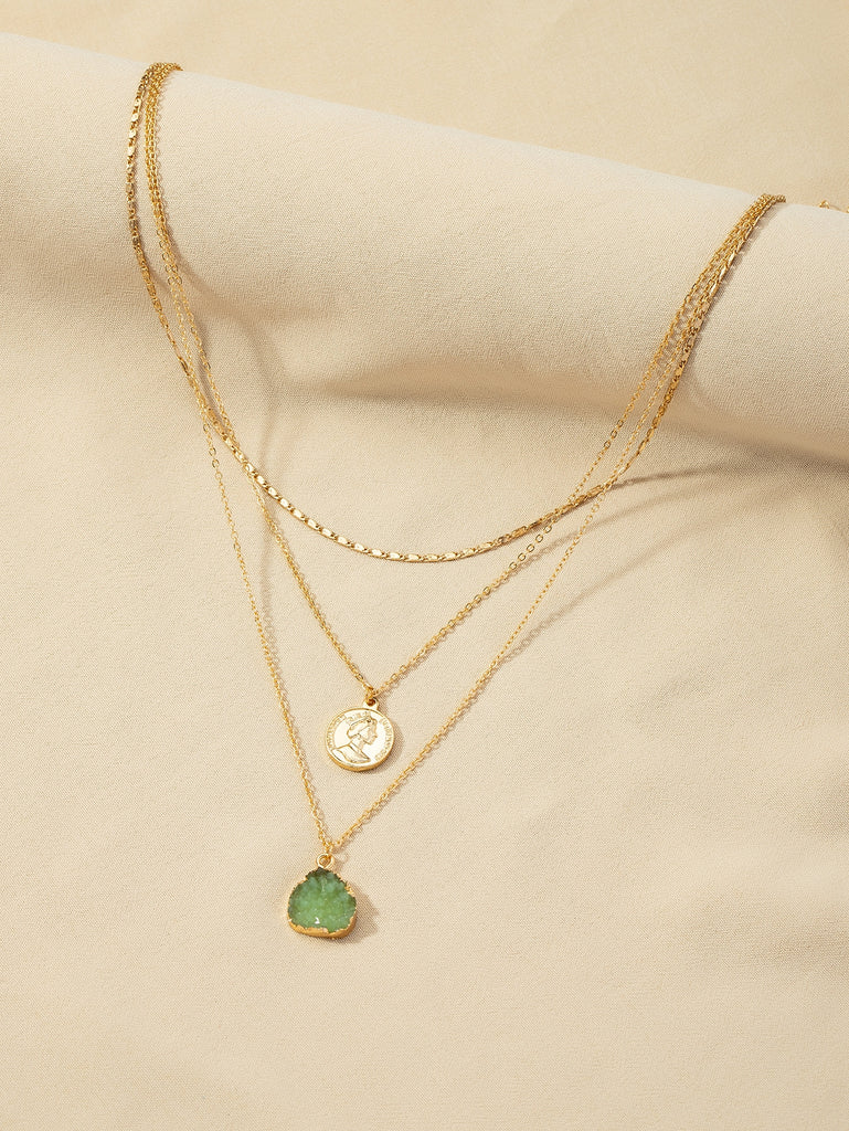 Coin Pendant Layered Necklace