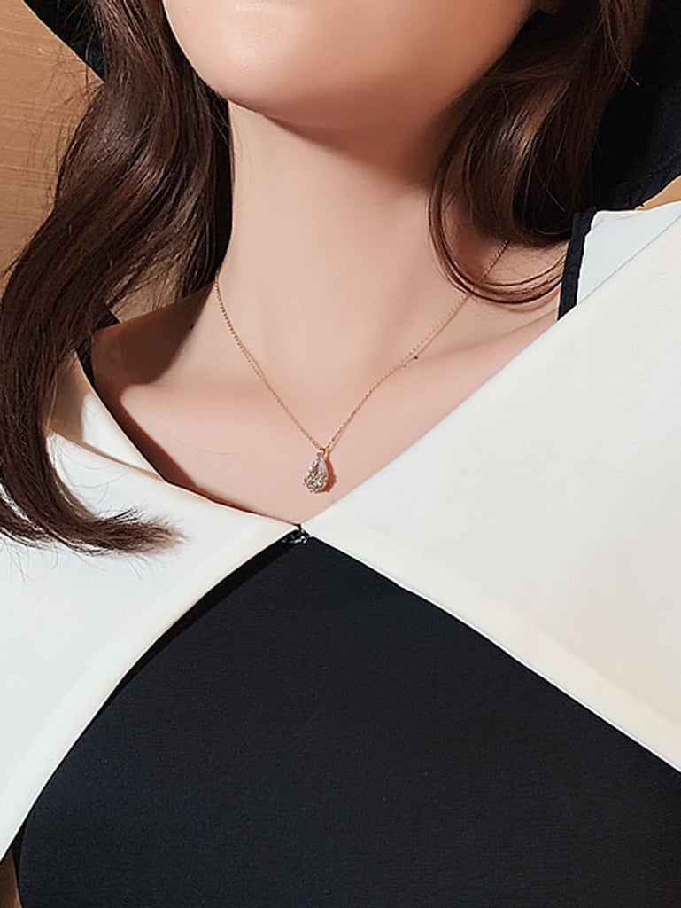 Faux Teardrop Crystal Charm Necklace