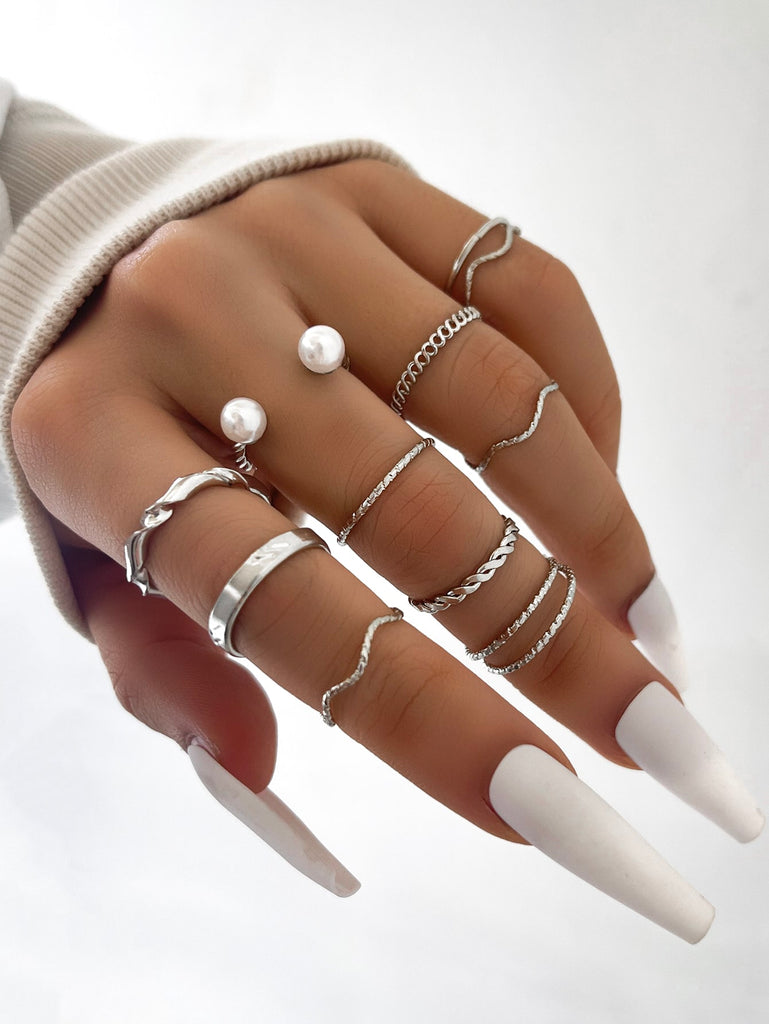 10pcs Faux Pearl Decor Ring
