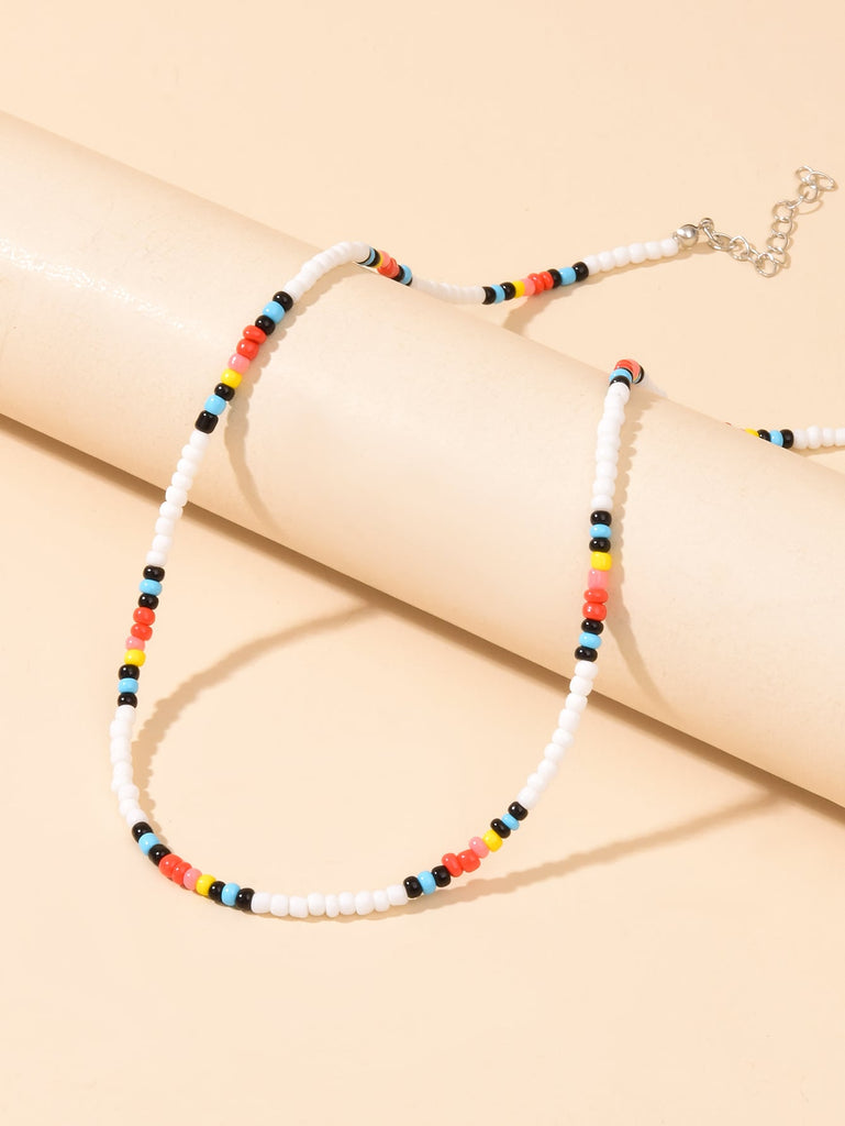 Color Block Beaded Necklace