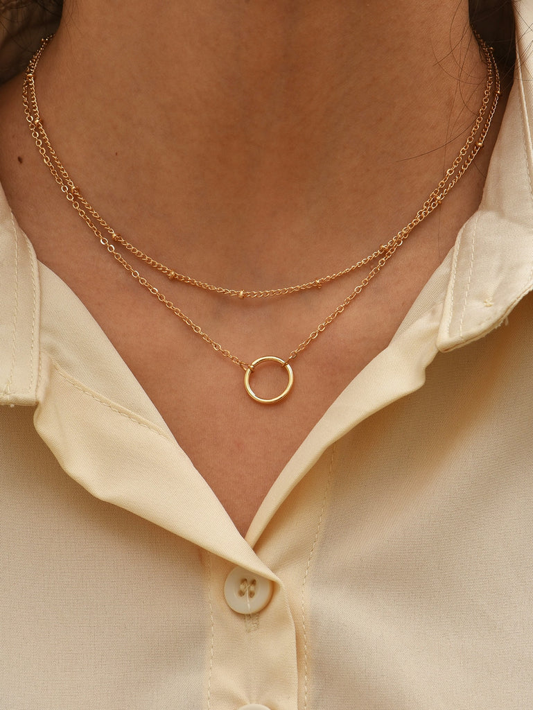 Circle Charm Layered Necklace