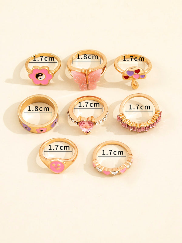 8pcs Yin & Yang Detail Ring