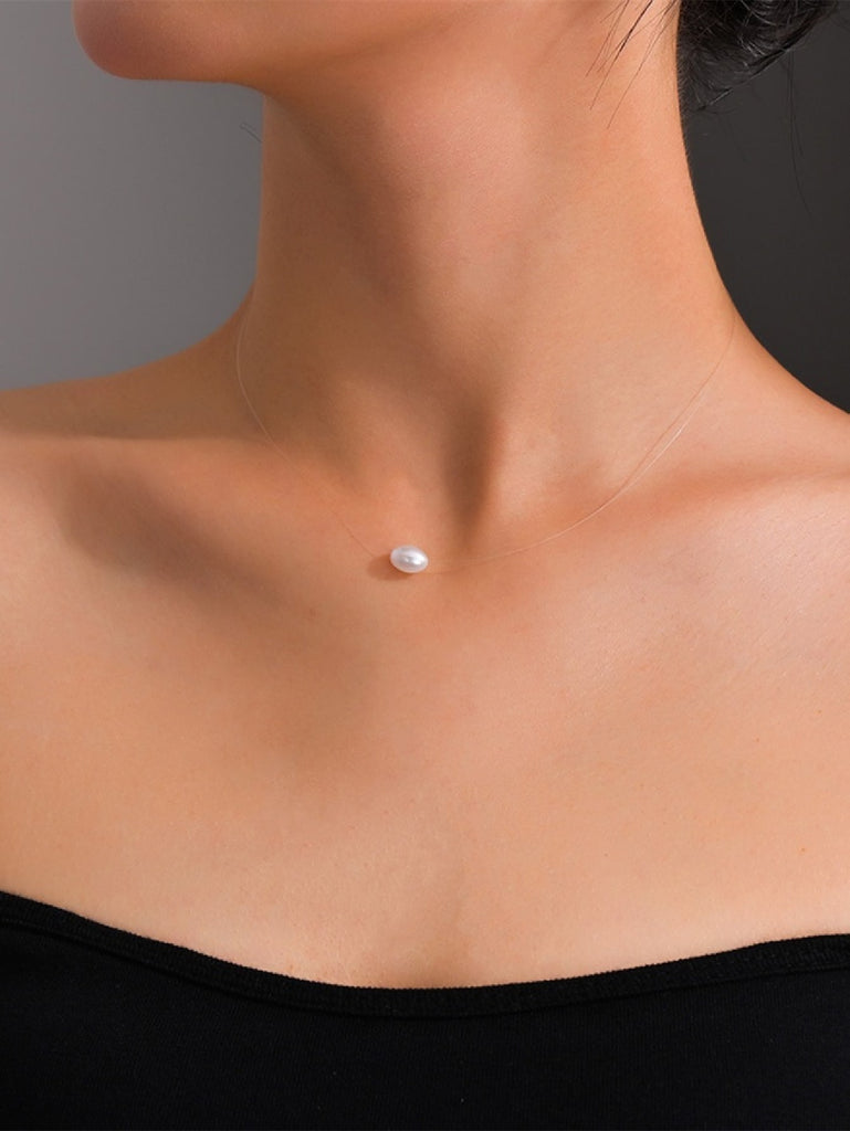 Faux Pearl Charm Necklace