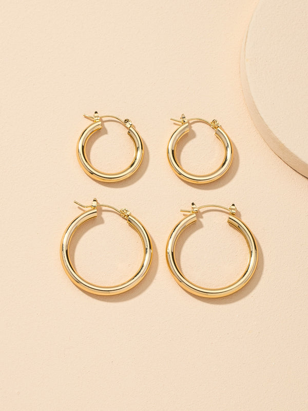 2pairs Simple Hoop Earrings