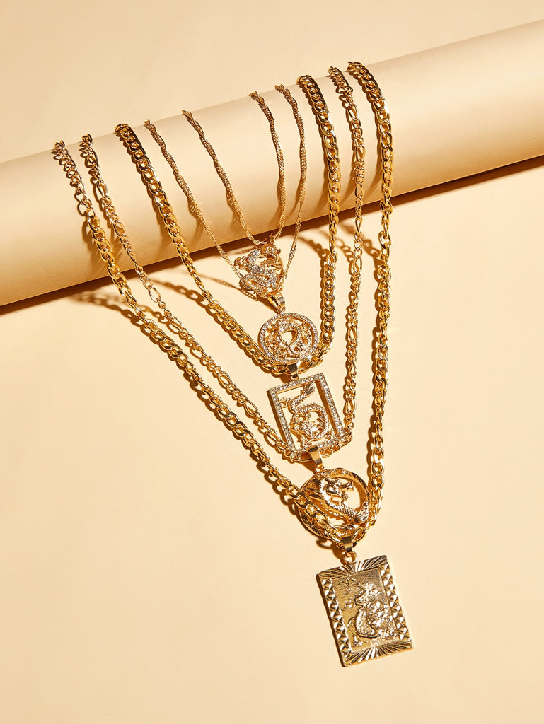 5pcs Dragon Charm Necklace