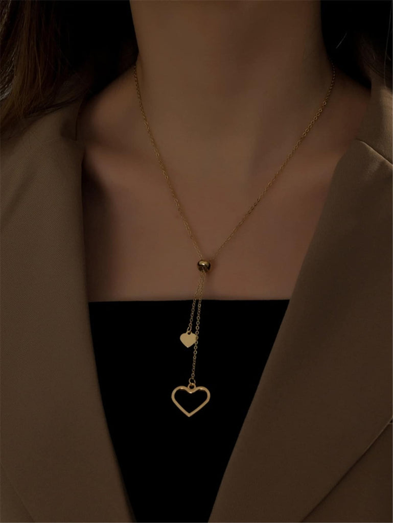 Heart Charm Y Lariat Necklace