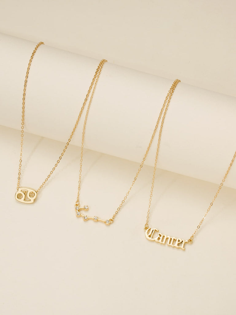 3pcs Cancer Letter Charm Necklace
