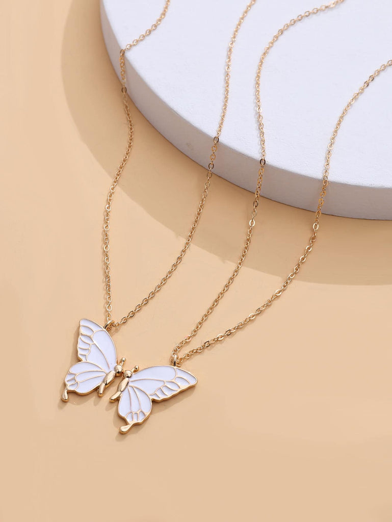 2pcs Men Heart Detail Geometric Charm Necklace