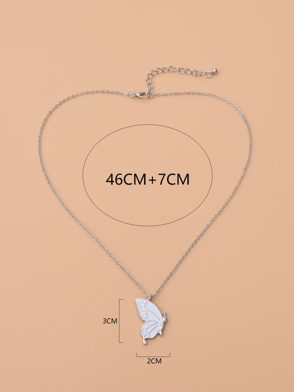 2pcs Butterfly Pendant Necklace