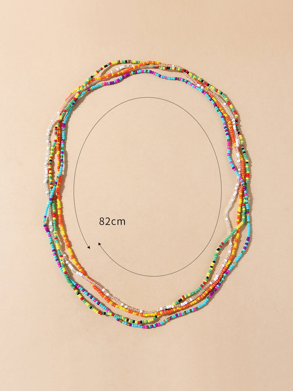 4pcs Simple Beaded Necklace