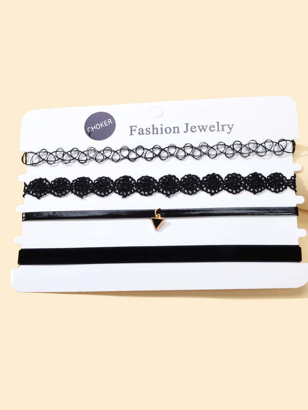 4pcs Triangle Charm Choker