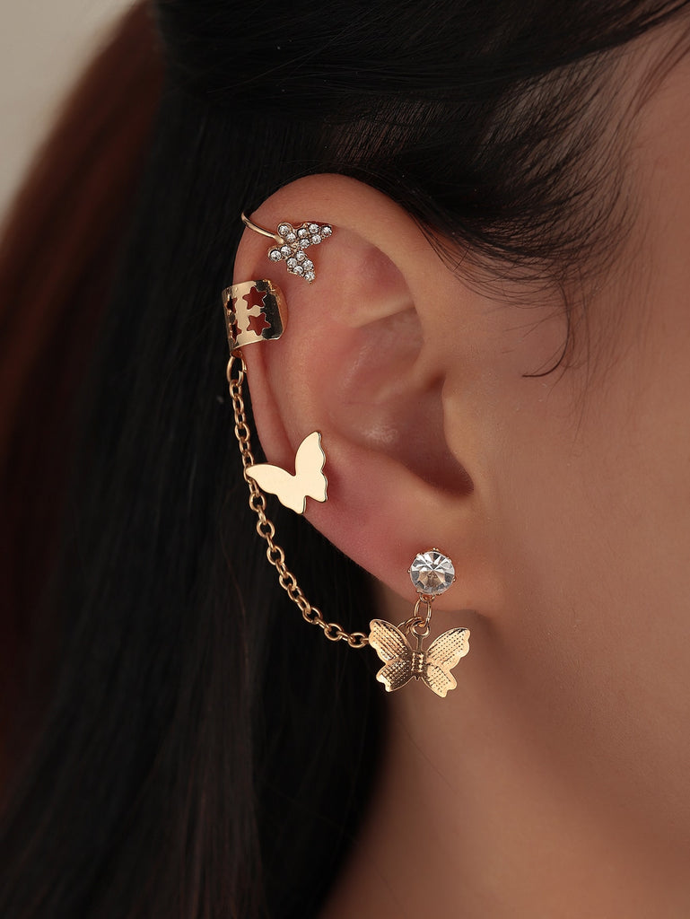 3pcs Butterfly Decor Earrings Set