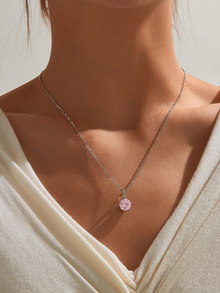 Round Zircon Charm Necklace