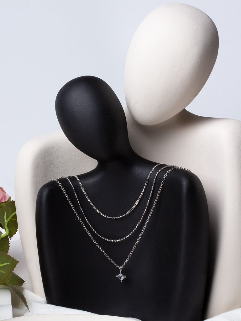 Rhinestone Pendant Layered Necklace