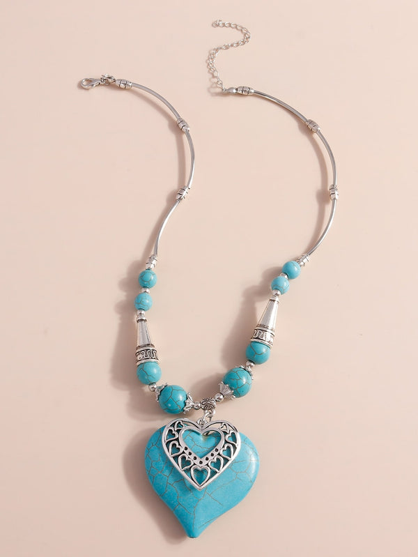 Heart Turquoise Charm Necklace