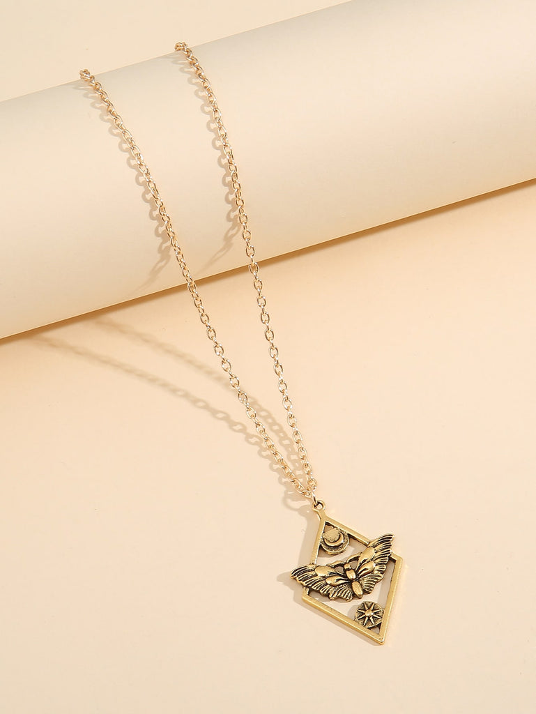 Butterfly Decor Geometric Charm Necklace