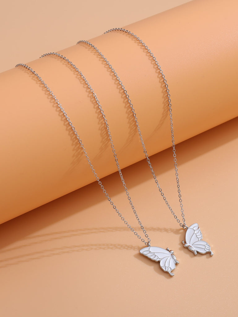 2pcs Butterfly Pendant Necklace