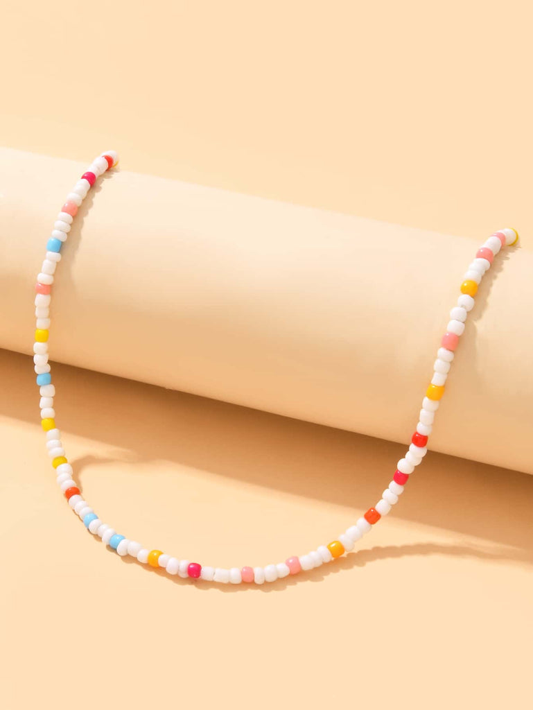Color Block Beaded Necklace