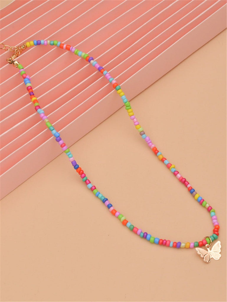 Butterfly Charm Beaded Necklace
