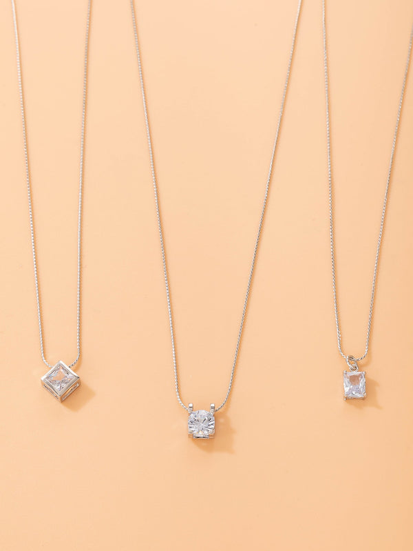 3pcs Zircon Pendant Necklace