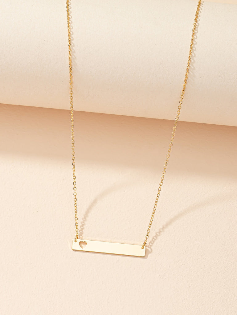 Heart Detail Geometric Charm Necklace