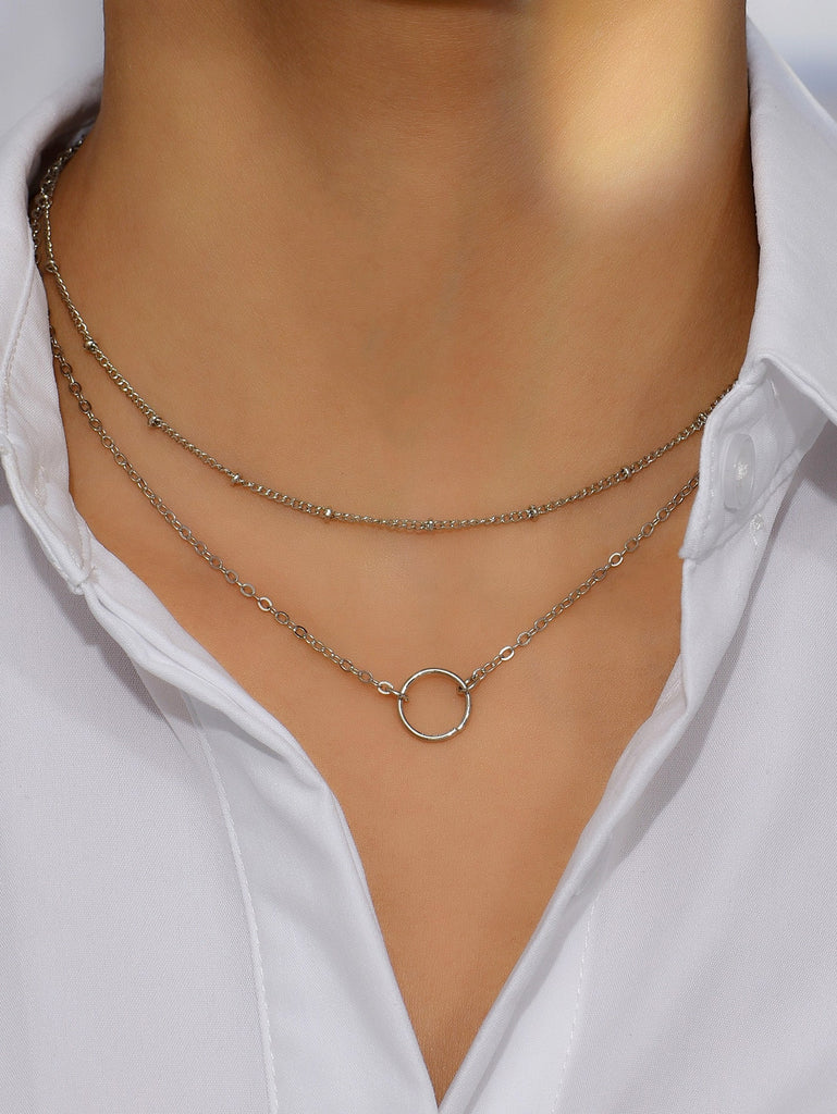 Round Charm Layered Necklace