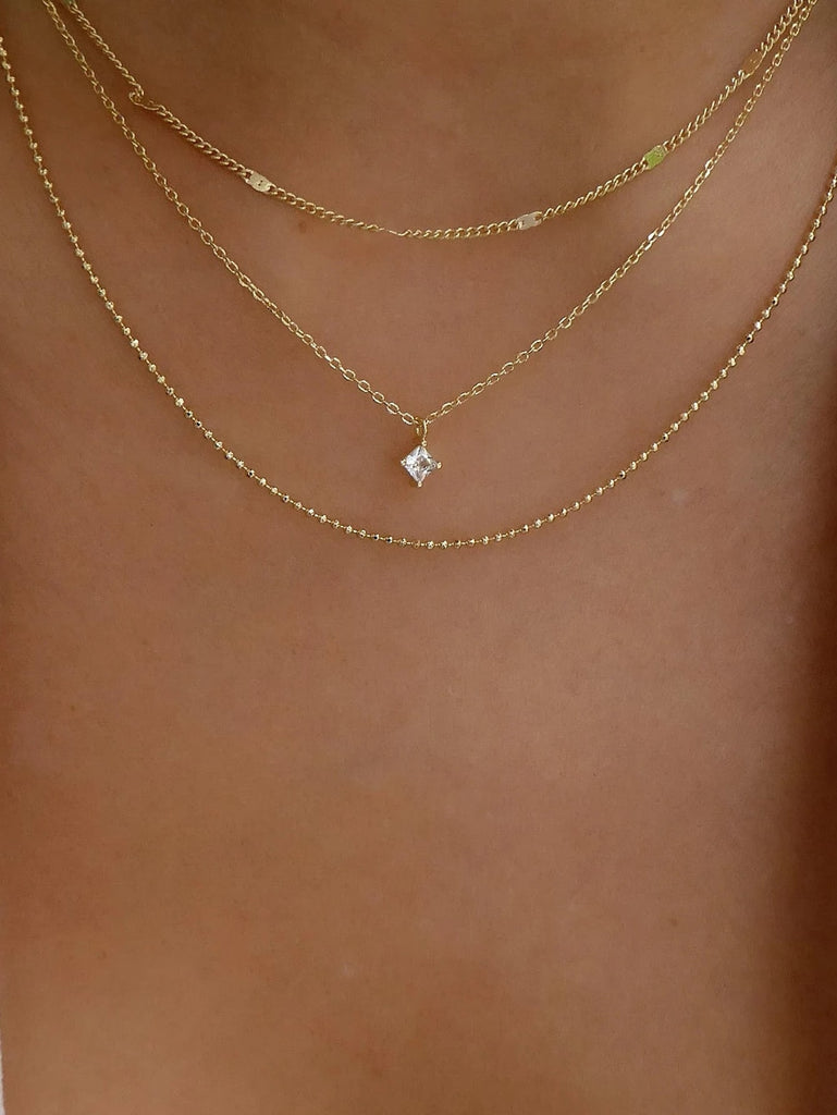 Geometric Rhinestone Charm Layered Necklace