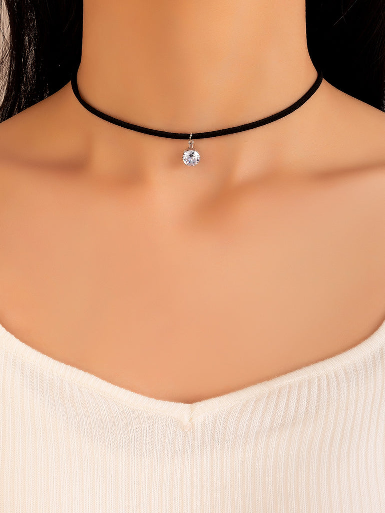 Round Zircon Charm Choker