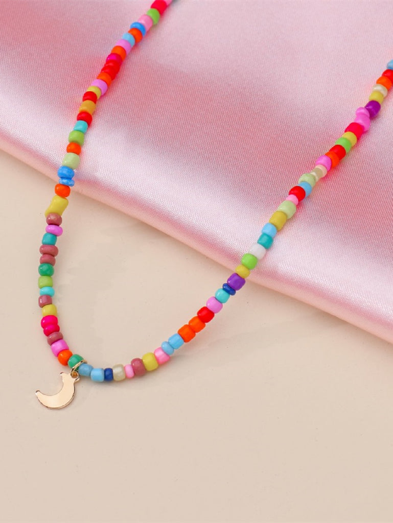 Moon Charm Beaded Necklace