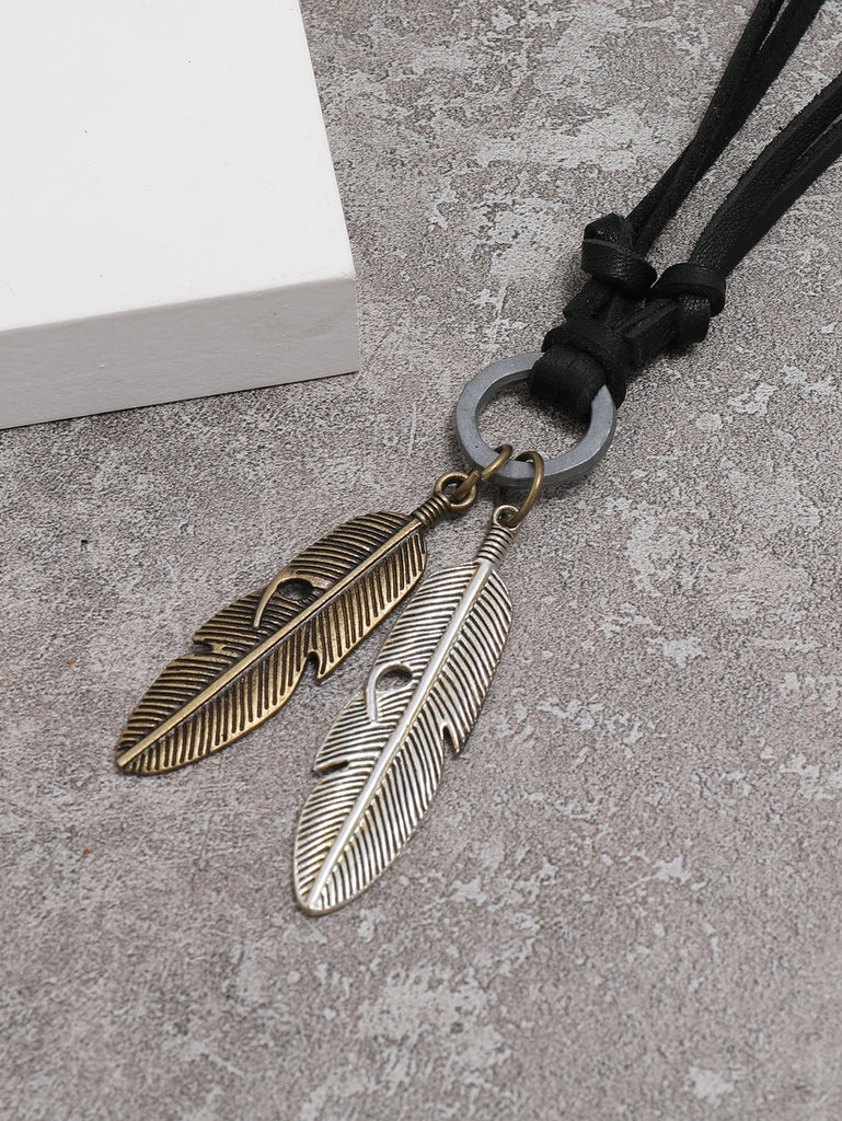Men Feather Pendant Necklace