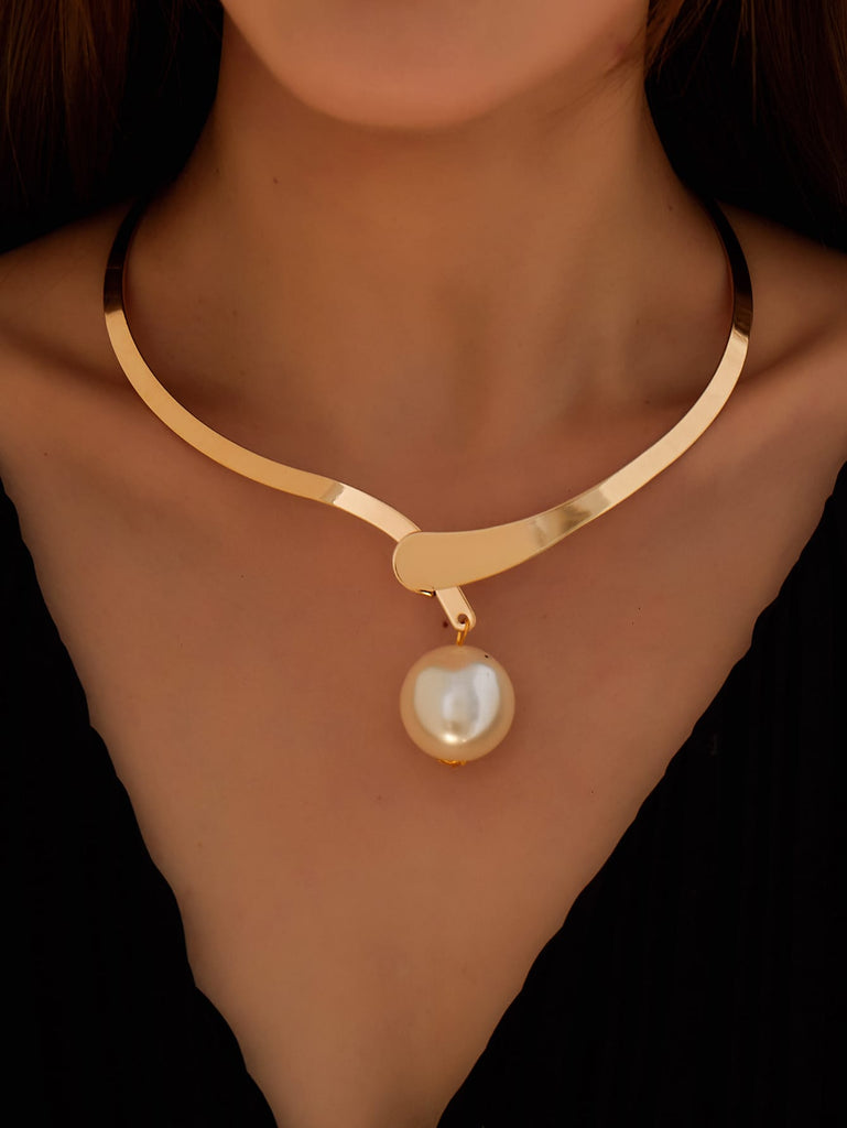 Faux Pearl Charm Necklace