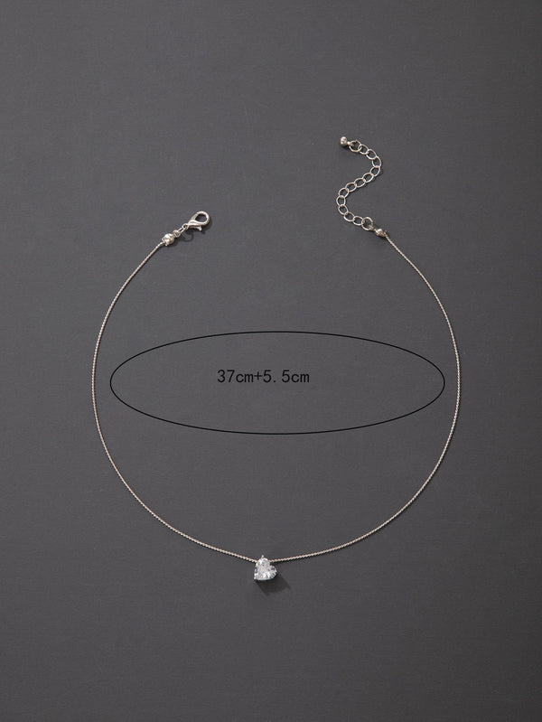 Zircon Heart Charm Necklace