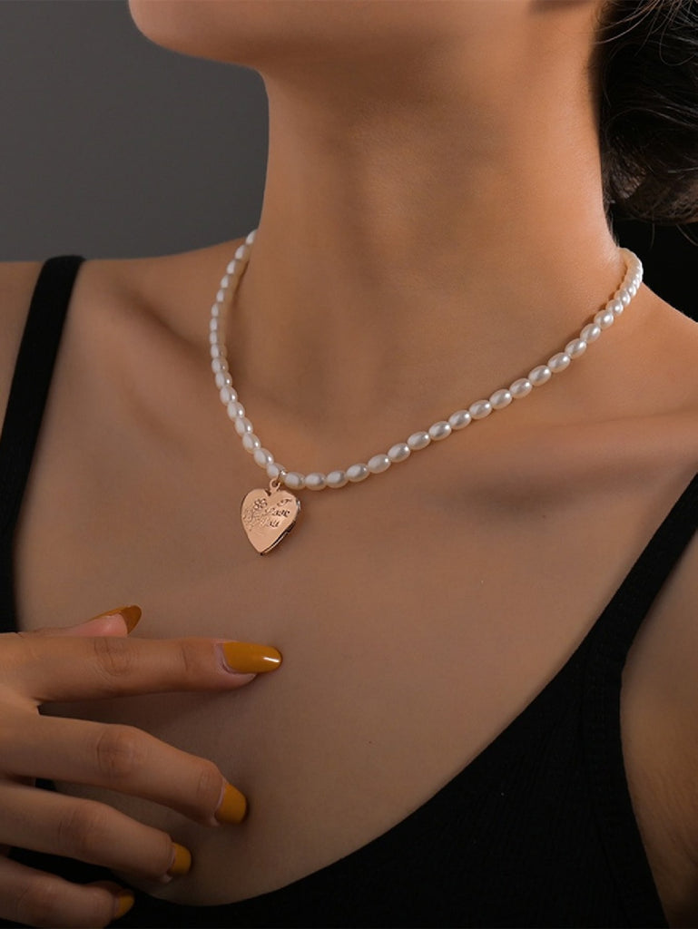 Heart Charm Beaded Necklace