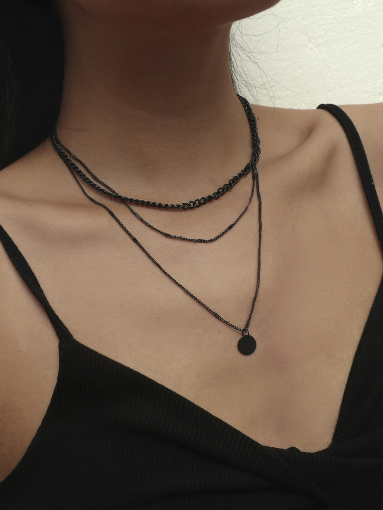 Disc Charm Layered Necklace