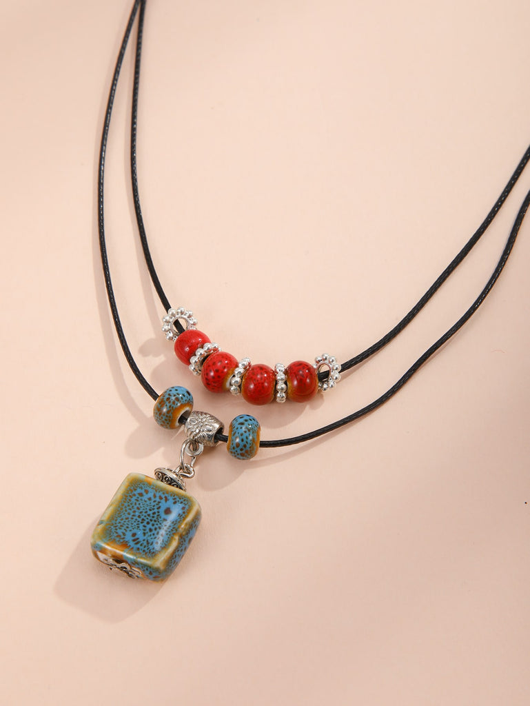 Geometric Pendant Layered Necklace
