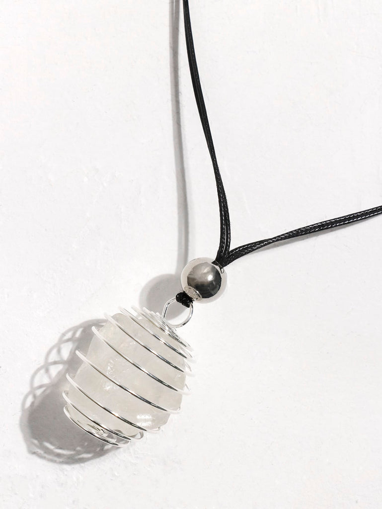 Random Natural Stone Pendant Necklace